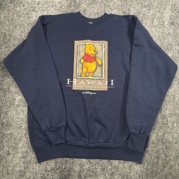 Disney Other - Vintage Disney Store Winnie The Pooh Sweatshirt Large Navy Blue Hawaii Made USA